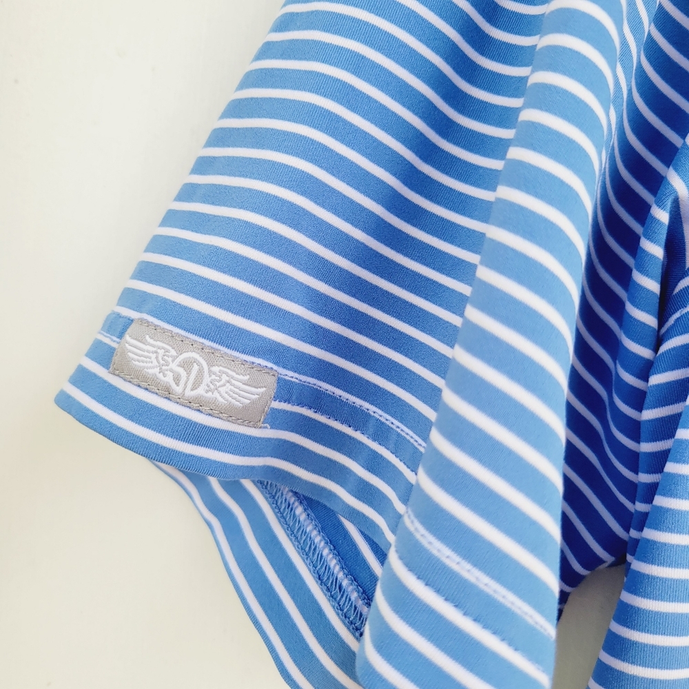 Straight Down Mens Polo Golf Athletic Shirt Blue Stripes Size Large - Picture 5 of 14